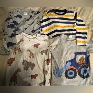 H&M T-shirts bundle 12-18M 100%cotton short/long sleeve Animals,Dinos,Bulldozer